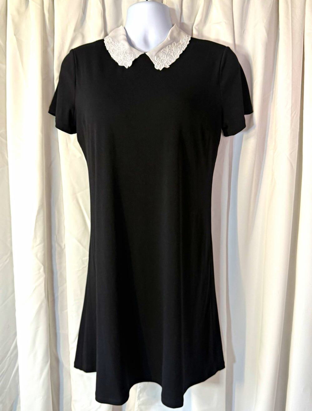 Wednesday Addams Costume Dress Black Lace Collar Whimsigoth Dark Academia L